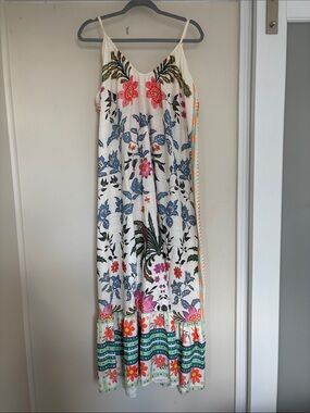 Floral and White Maxi Sundress with Multicolor Print